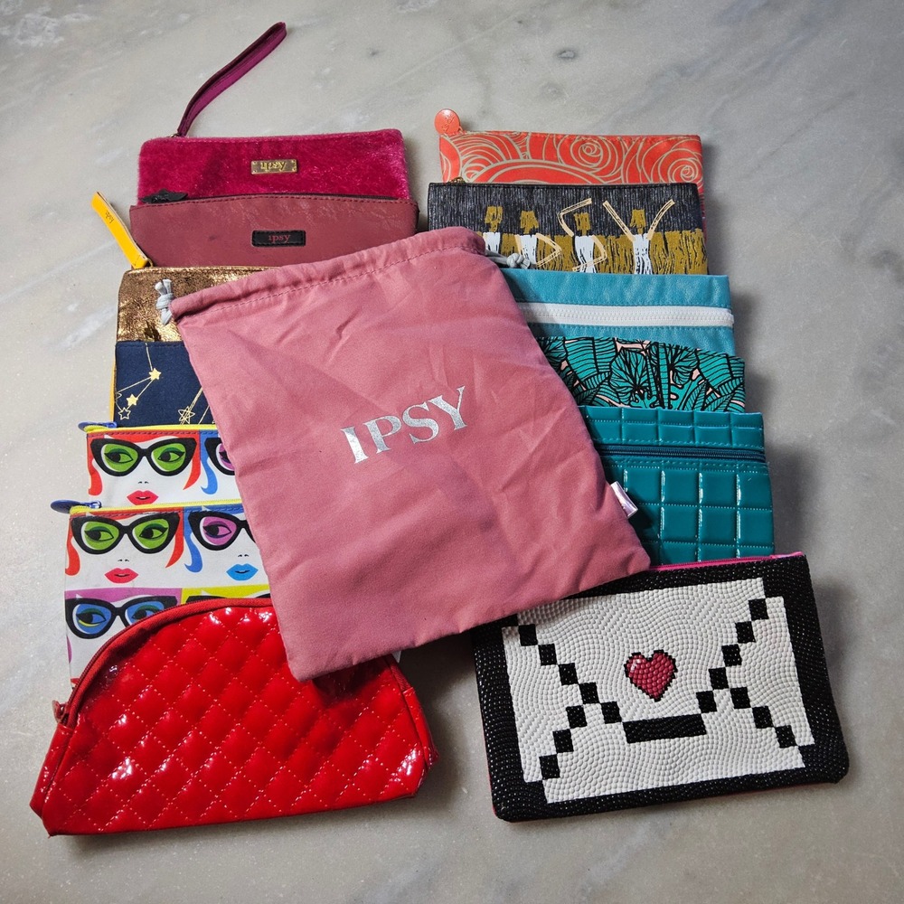 Ipsy Makeup‎ Bags Lot of 14 Assorted Cosmetic Pouches Travel Bags